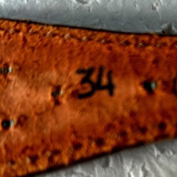 Circle Y Vintage SZ 34 Brown Leather tooled studded belt Western Handmade Old $ - Picture 7 of 7